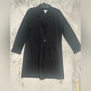 Nine West Long Line Cardigan Women’s Medium Black Pockets